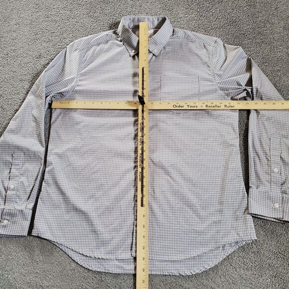 Ministry Of Supply Shirt Mens Large Gray Button Up Checks Vented Performance - Picture 8 of 11